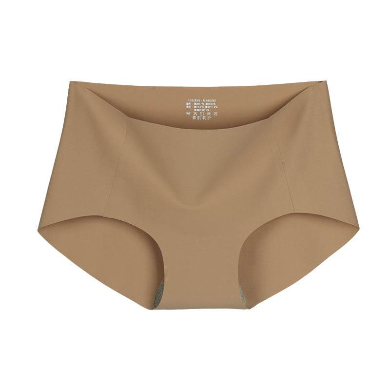 Women's Thin Mid-waist High-waist Plain Muscle Magic Seamless Panties - Mubimart