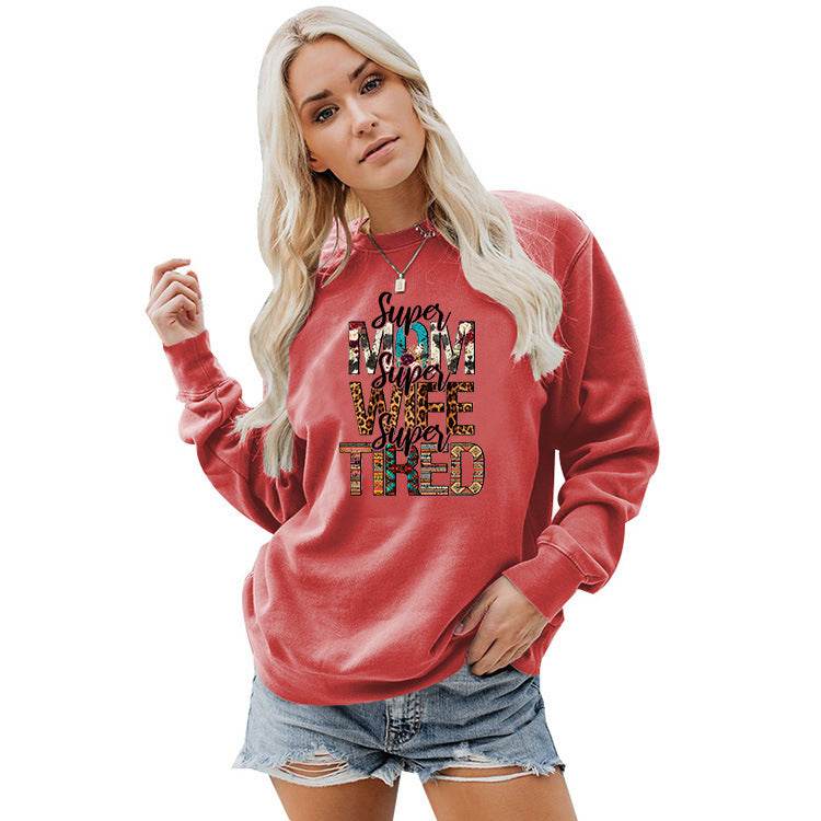Women's Crew Neck Print Plus Size Sweatshirt - Mubimart