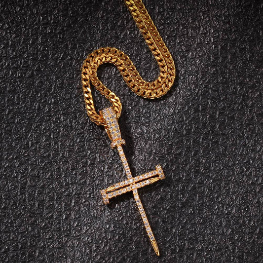 Cross Pendant Hip Hop Necklace Men - Mubimart