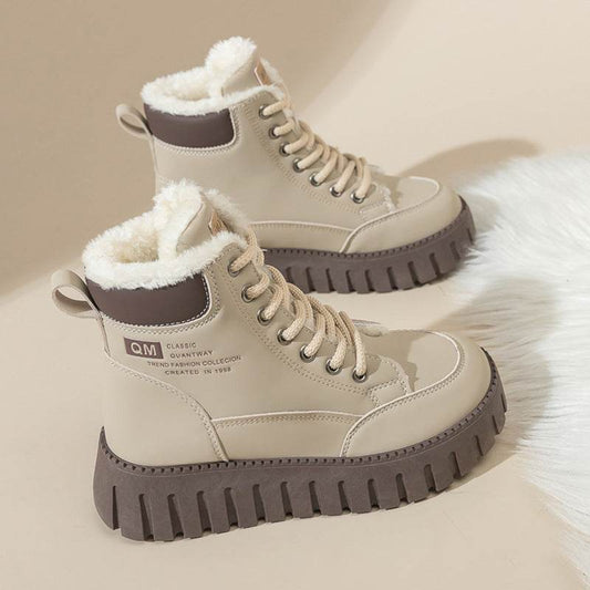 All-match Velvet Cotton Shoes Women's Shoes British Style Martin Female Boots Booties - Mubimart