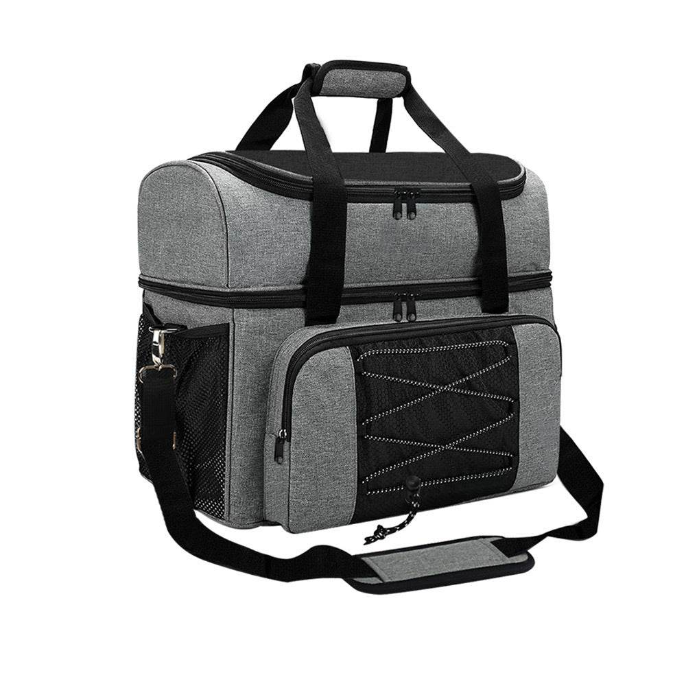 Bowling Bag for 2 Balls Portable Bowling Tote Bag with Padded Ball Holder for Double Ball and Pair of Bowling Shoes up to Mens 16 - Mubimart