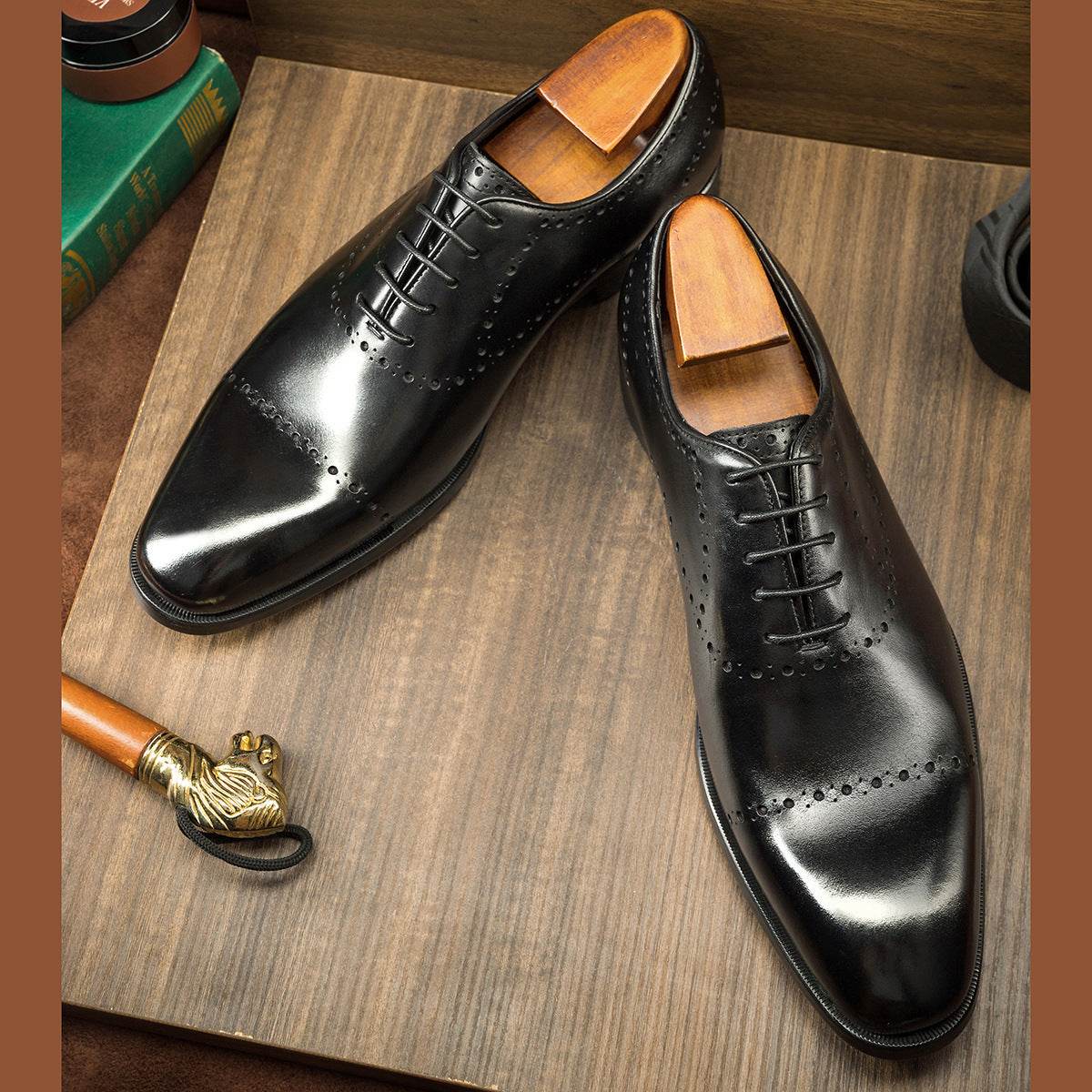 Cowhide British Style Brock Oxford Shoes Men - Mubimart