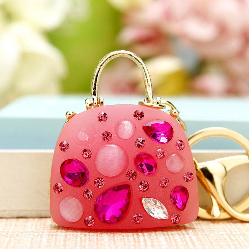 Rhinestone Satchel Car Key Ring Female - Mubimart