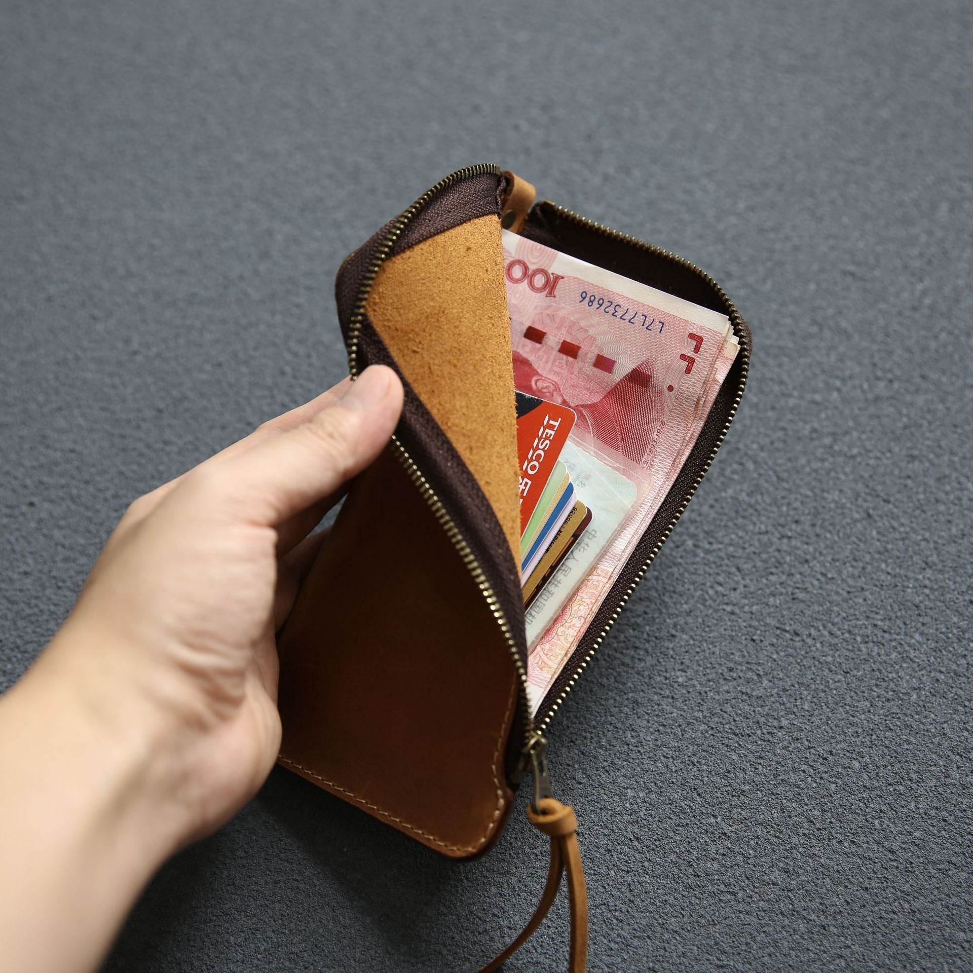 Wallet Top Layer Leather Belt Zipper Wallet - Mubimart