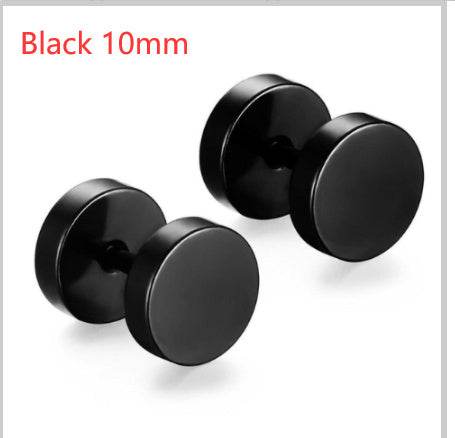 8MM Stainless Steel Earrings Women Men Gold Silver Black Barbell Ear Stud Piercing Earring Tunnel Punk Gothic Jewelry - Mubimart