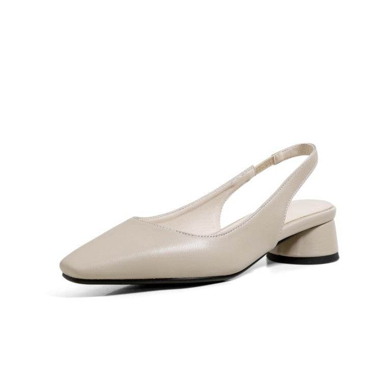 Pointed Toe Slingback Baotou Simple Low Heel Women's Shoes - Mubimart