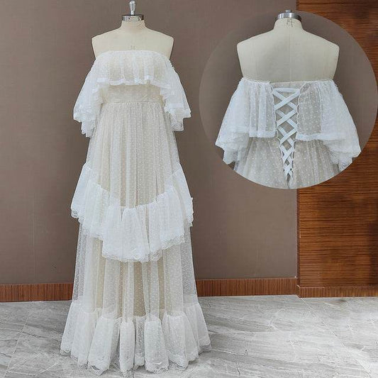Women's Fashion Polka Dot Wedding Dresses - Mubimart