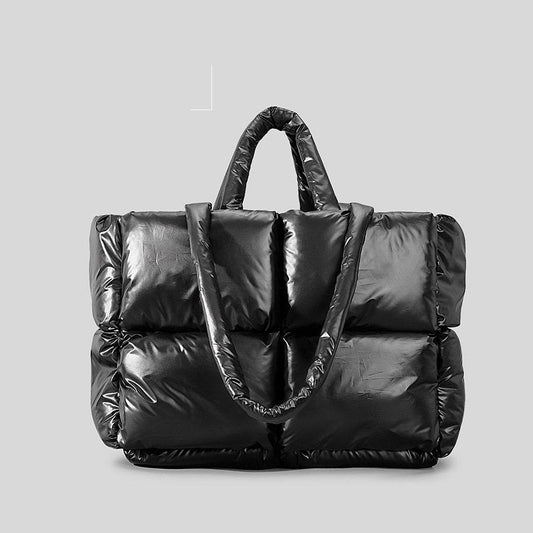 Simple Thickened Shoulder Crossbody New Plus Size Down Cotton Handbag For Women - Mubimart
