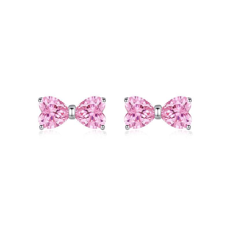 Bow Zircon Stud Earrings For Women - Mubimart