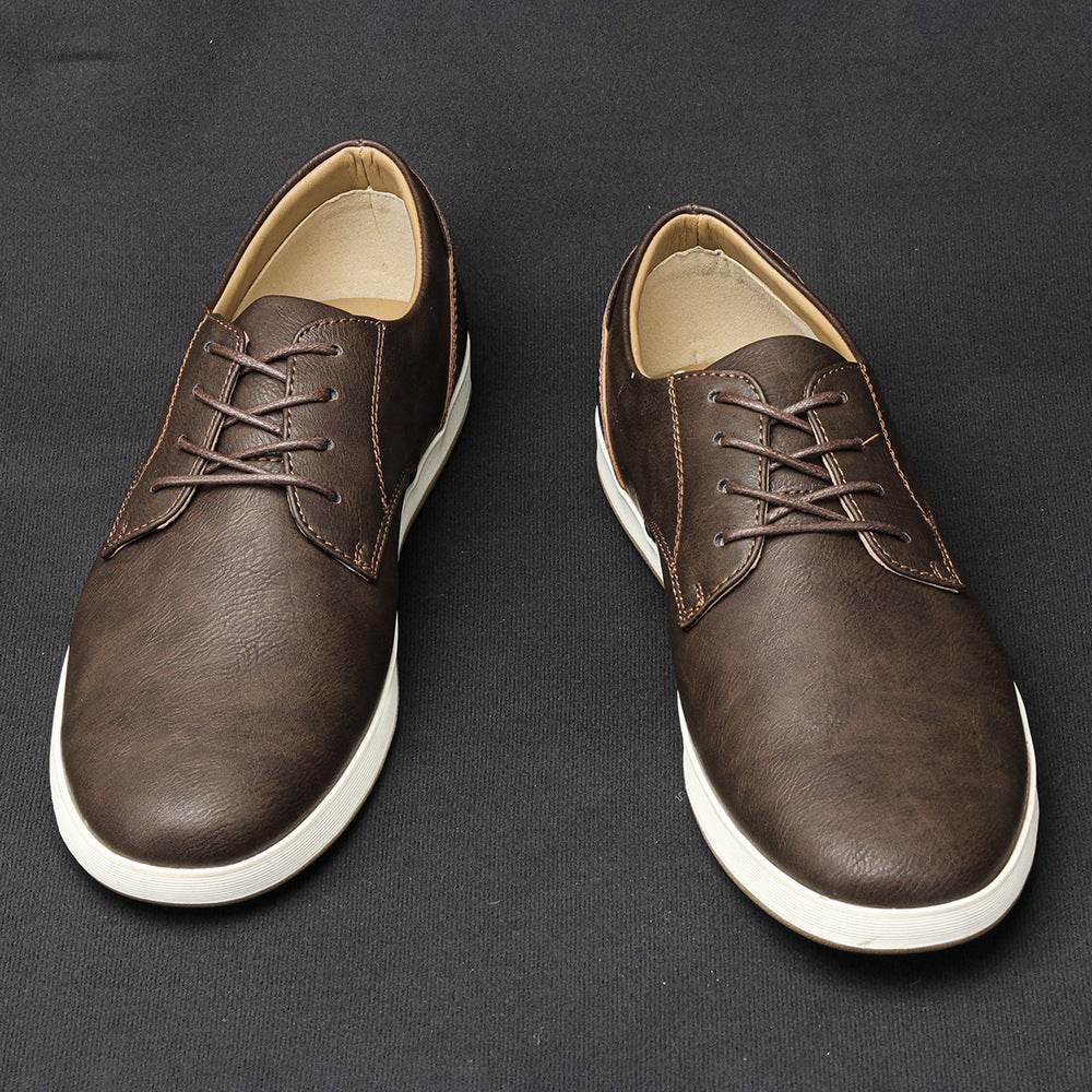 Men's Casual Plus Size Comfort Leather Board Shoes - Mubimart