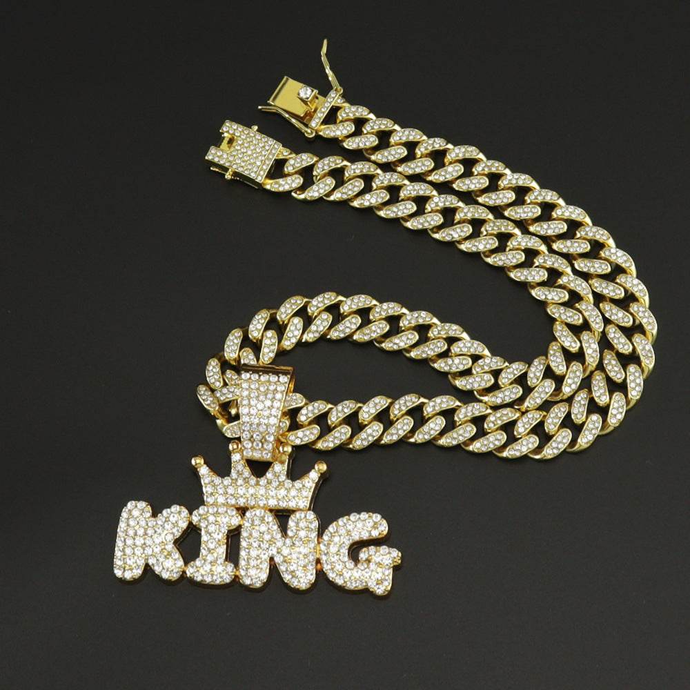 Mens Fashion Alloy Necklace With Diamond Pendant - Mubimart
