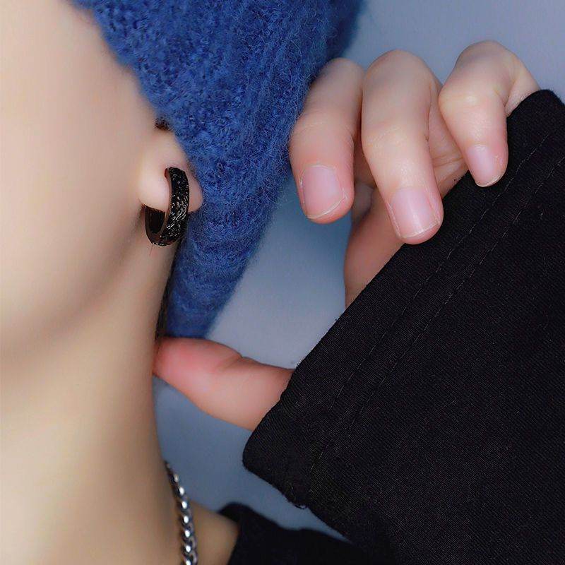 Vintage Black Proud Wolf Men Hoops Jewelry 925 Sterling Silver Earrings - Mubimart