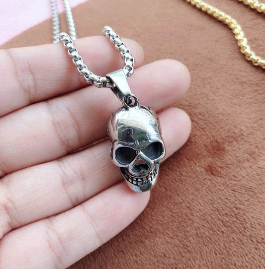 Mens Fashion Simple Skull Pendant Necklace - Mubimart