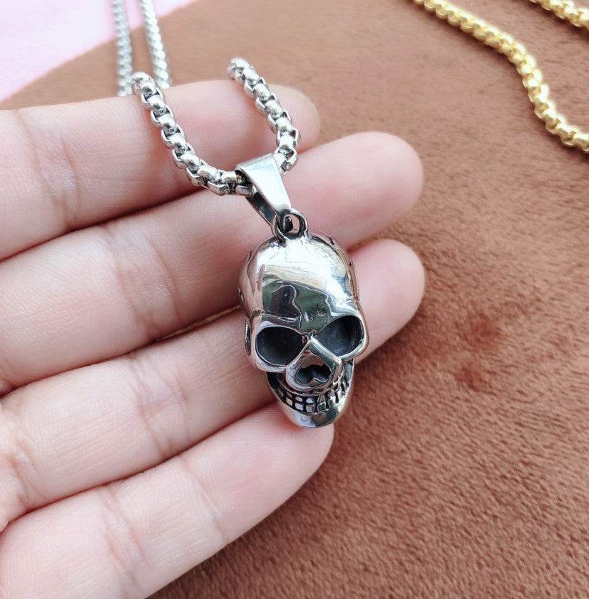 Mens Fashion Simple Skull Pendant Necklace - Mubimart