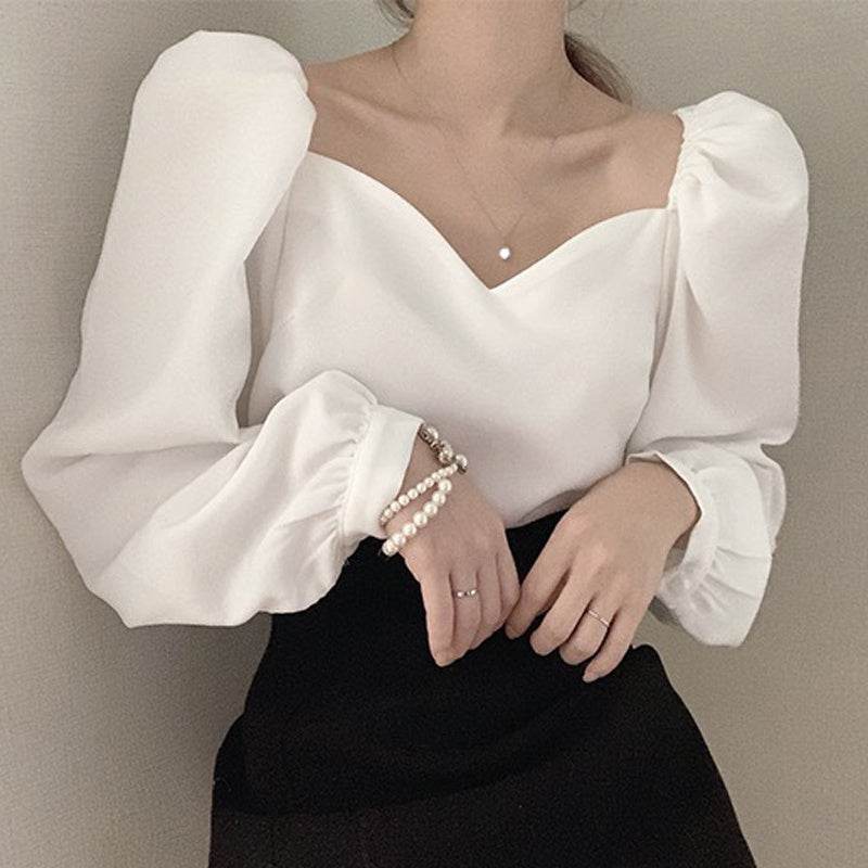 Loose Puffed Sleeve Blouse Blouse Woman - Mubimart