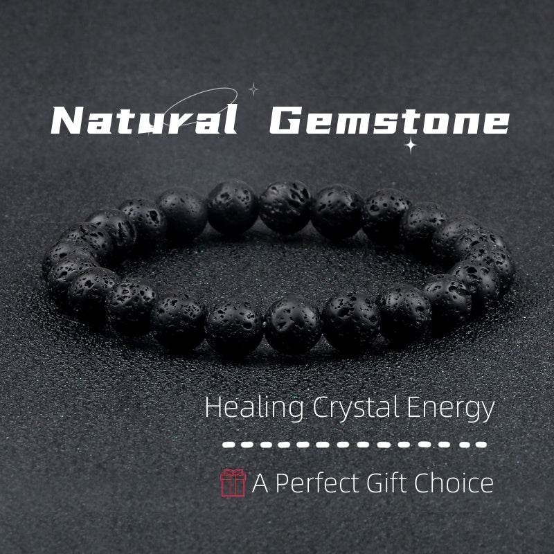Natural Volcanic Stone Beads Bracelets Black Lava Men Women Bracelet Aromatherapy Essential Oil Diffuser Bangle - Mubimart