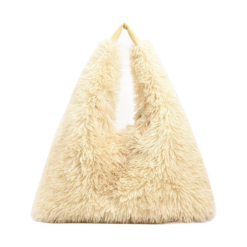 New Autumn And Ainter Plush Handbags Large-capacity Shoulder Armpit Bag Cute Fashion Luxury Designer Tote Bags For Women Trend - Mubimart