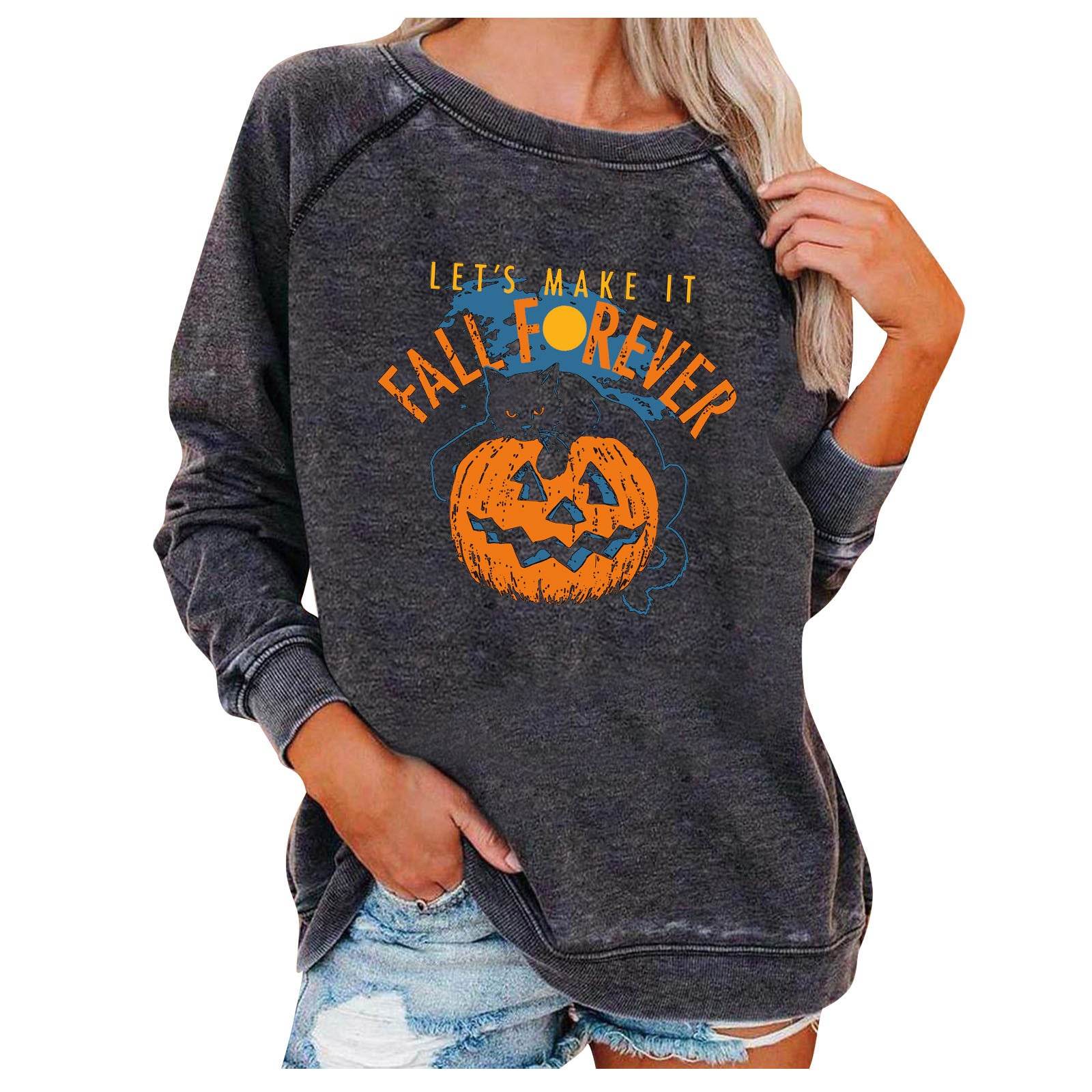 Loose Women's Tops Halloween Themed Sweatshirts - Mubimart