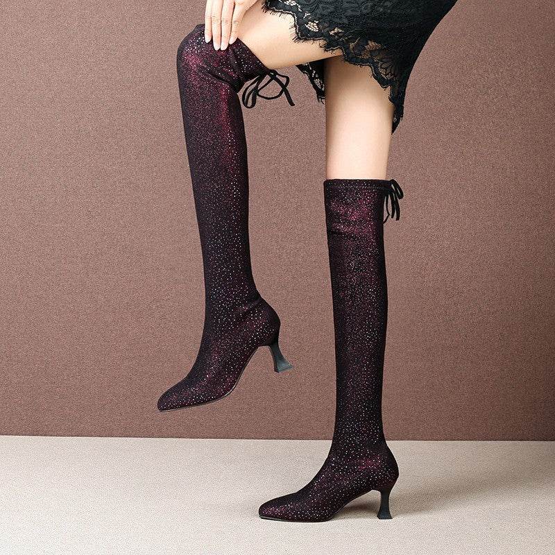 Over-the-knee Boots Women's High-heeled - Mubimart