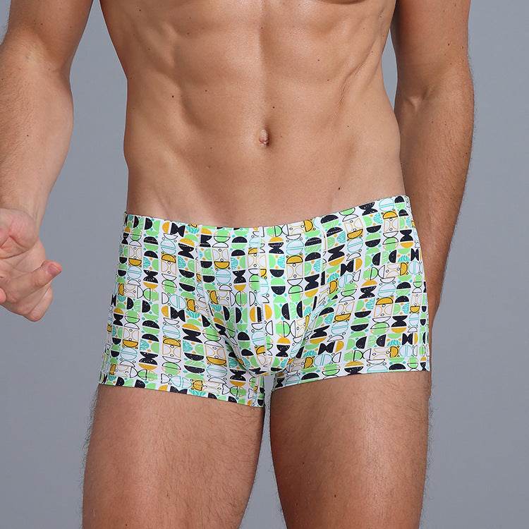 Ice Silk Fashion Printed Boxers - Mubimart