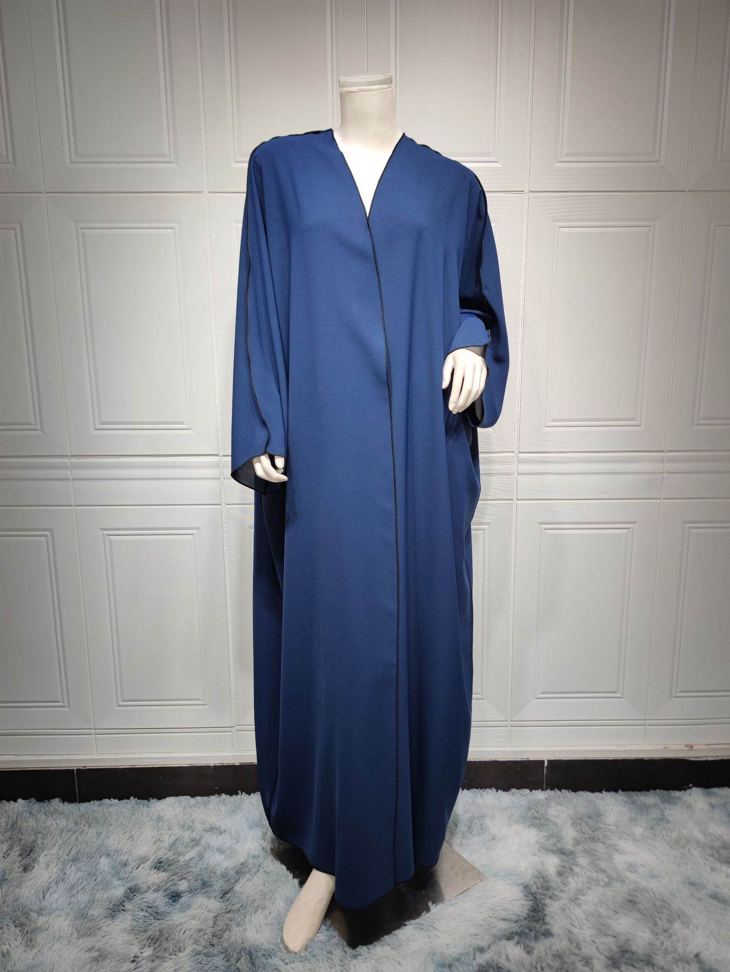 White Stitching Plus Size Women's Robe - Mubimart