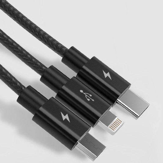 Three-in-one Data Cable Mobile Phone Universal Charging Cable - Mubimart