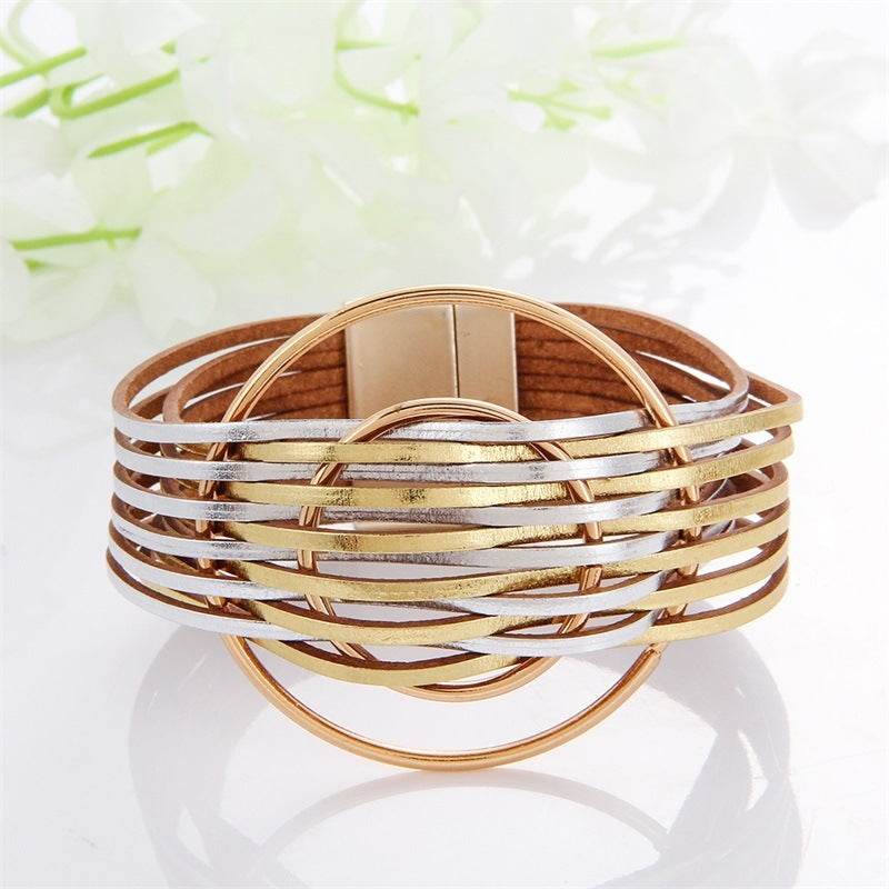 New Popular Multi-color Leather Charm Bracelet Men And Women Same Ornament Can Be Used As Gifts - Mubimart