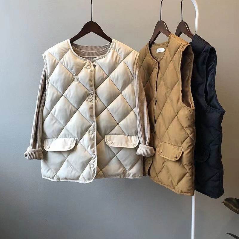 Short Cotton Jacket Vest Women's Loose Puffer Jacket - Mubimart