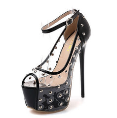 Rivet Fish Mouth Platform Stiletto Heels