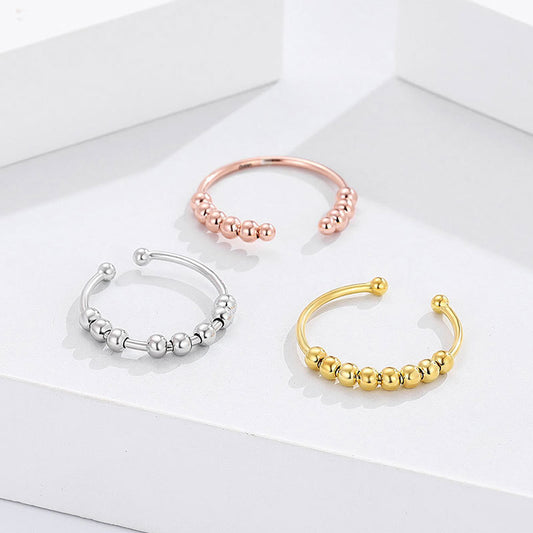 S925 Silver Rotatable Ball Ring Women