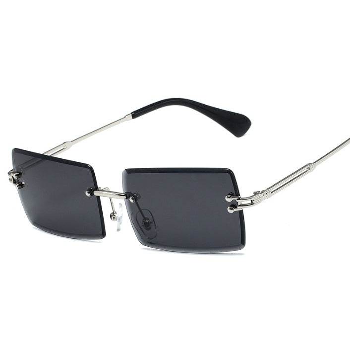 Rimless Rectangle Sunglasses Square Fashion Hip-hop Sunglasses Tide Ins Retro Street Beat Cut Edge Sunglasses - Mubimart