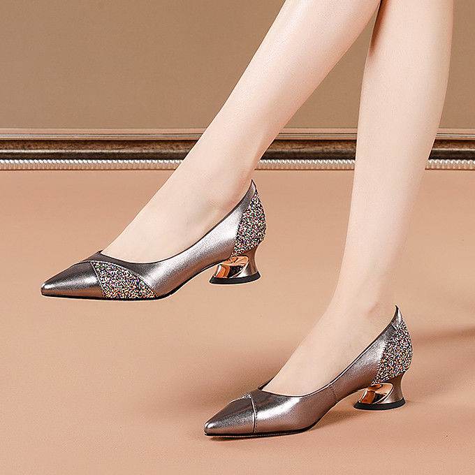 Low-Heel Pointed Toe All-Match Pumps - Mubimart