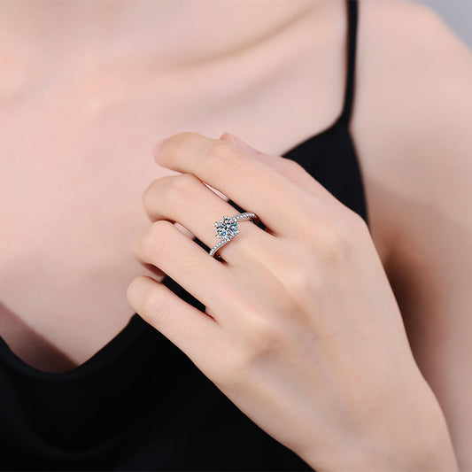 S925 Sterling Silver Moissanite Ring Women