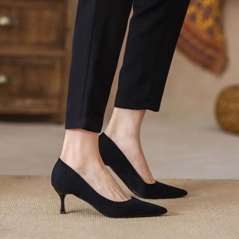 New Women's Shoes Workplace Work Shoes Black High Heels - Mubimart