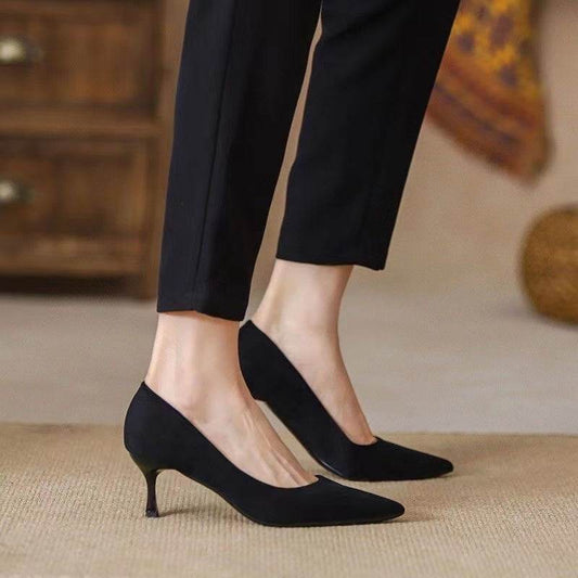 New Women's Shoes Workplace Work Shoes Black High Heels - Mubimart