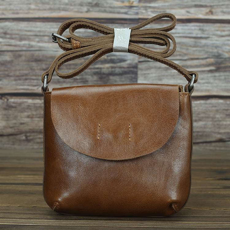 Retro Simple Leather Crossbody Bag For Women - Mubimart