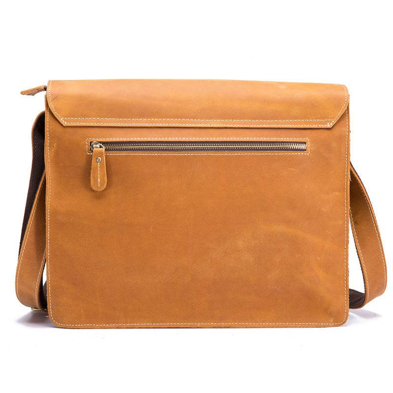 Vintage Leather Crossbody Business Briefcase - Mubimart