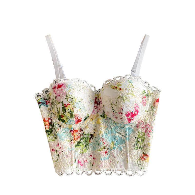 Sexy Cropped Top With Fish Bone Corset - Mubimart