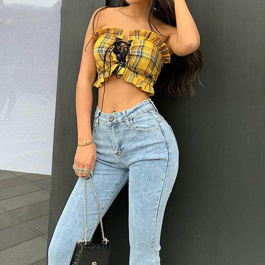 Flare Jeans Pants Women Vintage Denim Ladies Jeans Women Hig - Mubimart