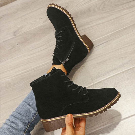 Short Boots Women Round Toe Martin Boots Women - Mubimart