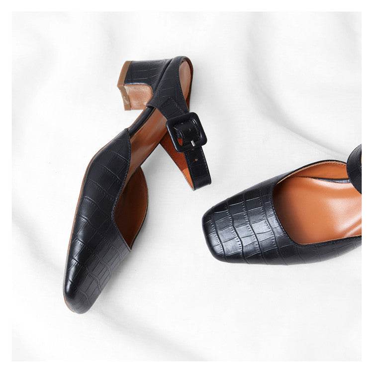 Medieval Thick Heel Sandal Muller Shoes - Mubimart