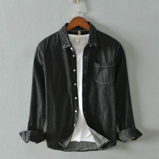 New Youth Shirt Jacket Men's Casual Long-Sleeved Denim Shirt Men's Jacket - Mubimart