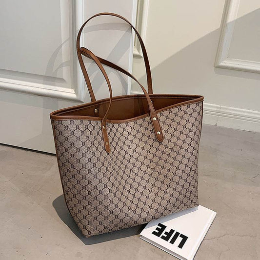 Handbag For Women Trends Brand Designer Striped Shopper Shoulder Shopping Bag - Mubimart