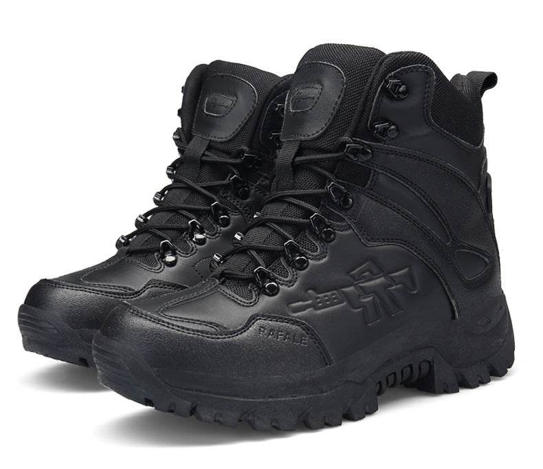 Men's Simple Sand Color High-top Hiking Boots - Mubimart