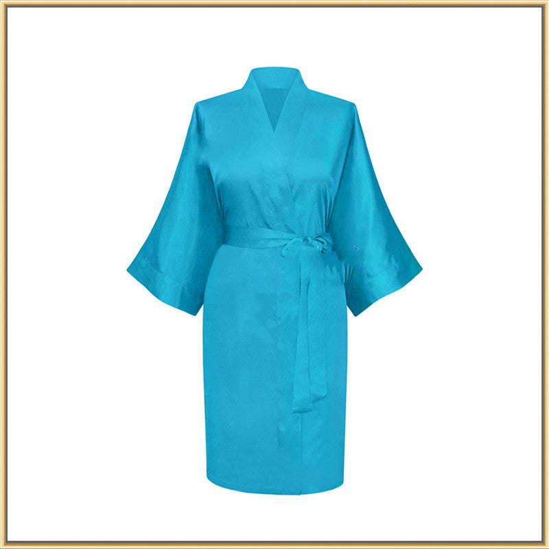 Elastic Imitation Silk Pajamas Solid Color Female Nightgown Elastic Plain Short Nightgown - Mubimart -  