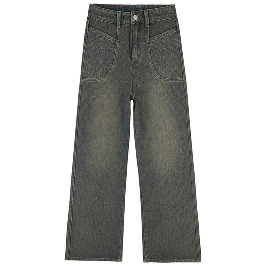 Fashion Washed Wide-leg Jeans For Women - Mubimart