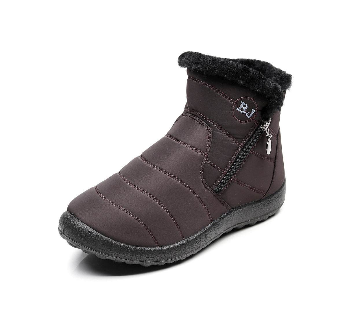 Side Zipper Mid-calf Widened Waterproof Plus Size Snow Boots - Mubimart