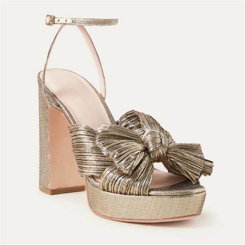 Women's Platform High Heels Fashion Bowknot Sandals - Mubimart