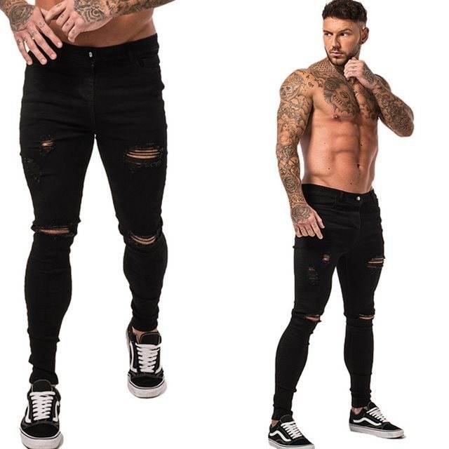 Patchwork Pants Jeans Men's Fit - Mubimart