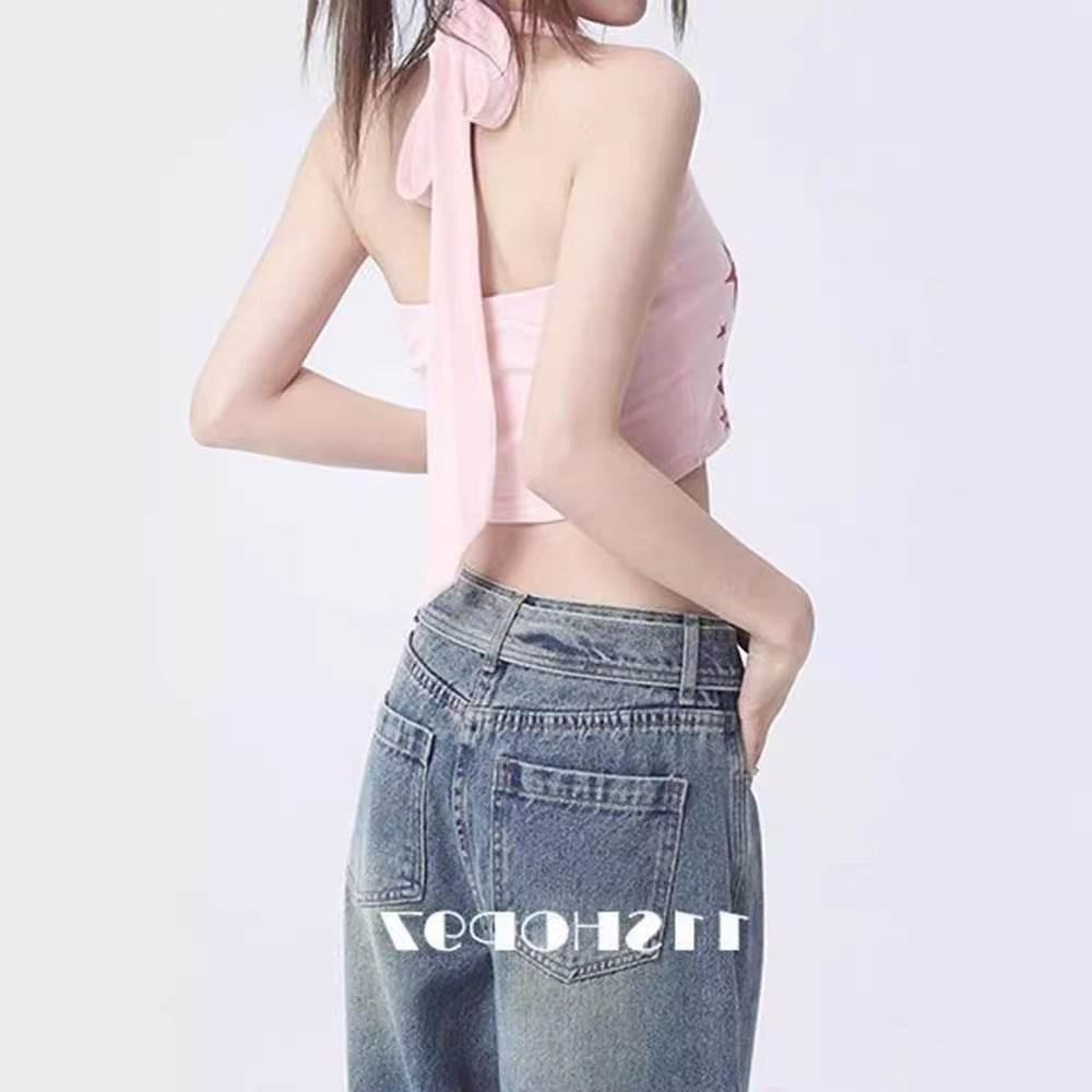 Pure Desire Ins Halterneck Vest Small Sling Women Crop Top Fashion Tops - Mubimart